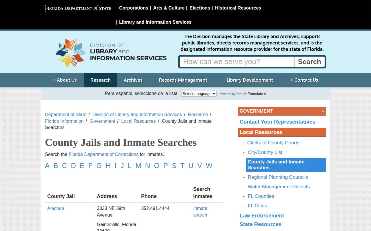 Gulf County 24-hour release search directory row
