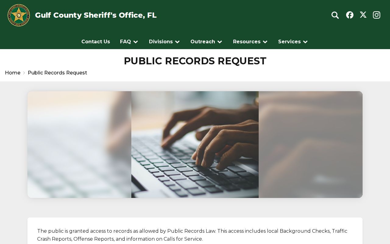 Gulf County Detention Facility release record request methods